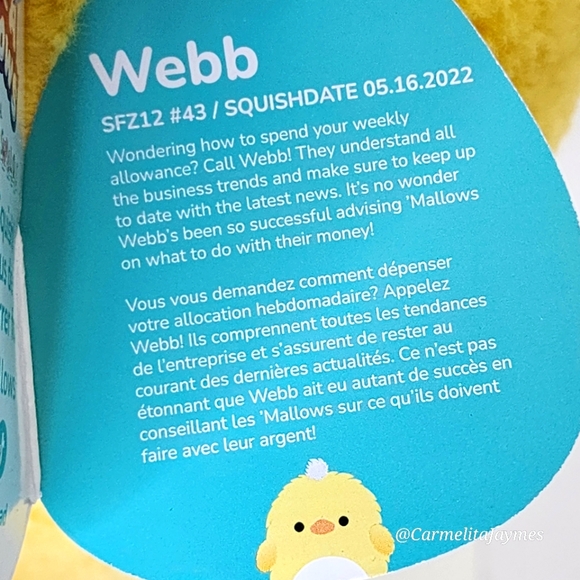 WEBB 🐥 Yellow Chick FuzzAMallow Easter 2023 Squishmallow NWT business & money - Picture 4 of 11